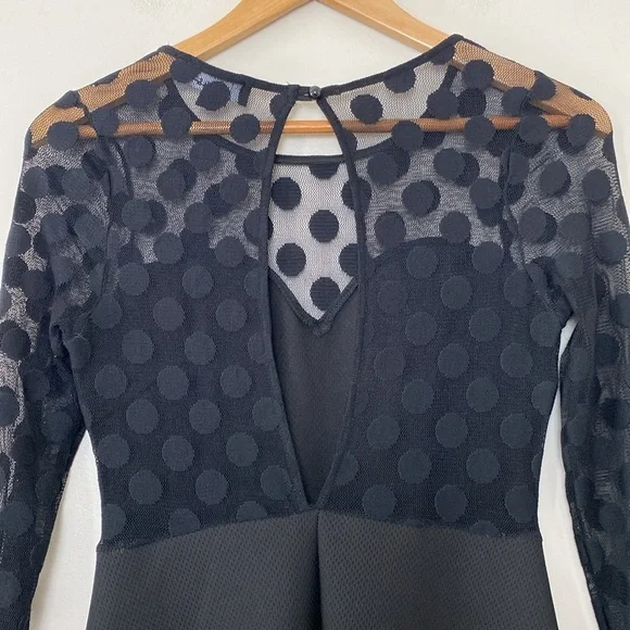Lulus In Hot Dot-ter Long Sleeve Black Dress - Picture 10 of 11